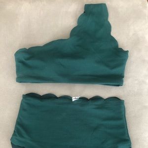 Zaful high waisted scalloped bikini - green